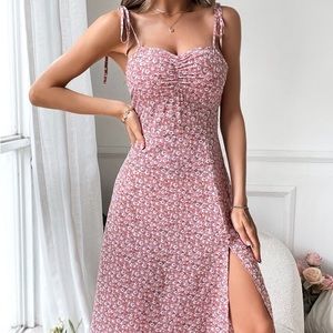 SHEIN Floral Pink Midi Dress